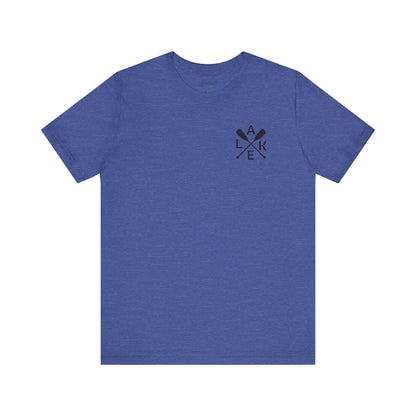 Lake Oar Graphic Tee: LAKE Crossed Oars Chest & Back T-Shirt
