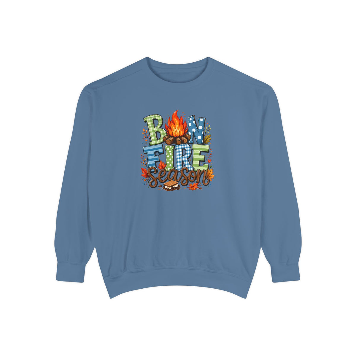 Bonfire Season Pullover with Hand-Drawn Flame Graphic