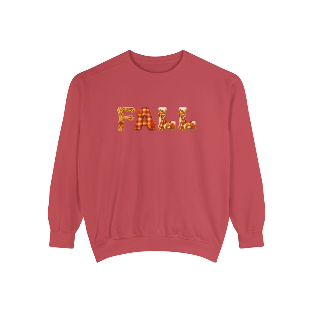 Garment-Dyed FALL Crewneck with Leaf-Strewn Lettering