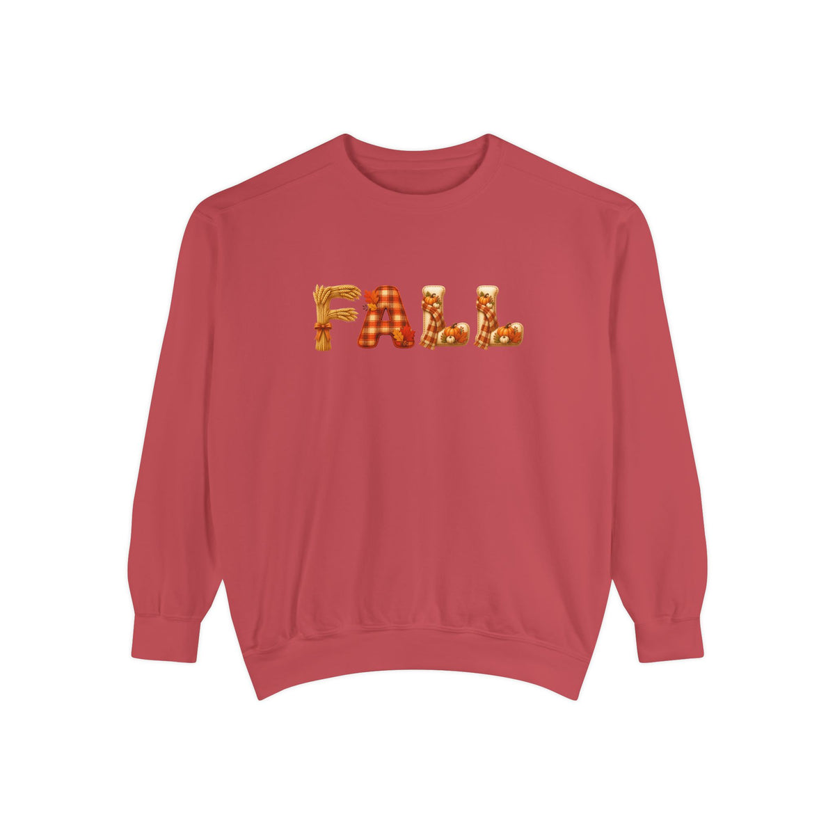 Garment-Dyed FALL Crewneck with Leaf-Strewn Lettering