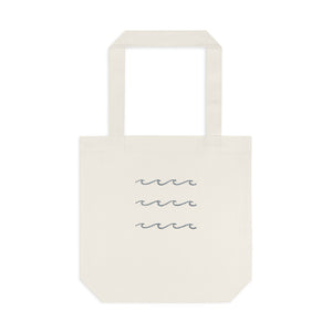Wave Pattern Tote Bag: Minimalist Beach Cotton Tote