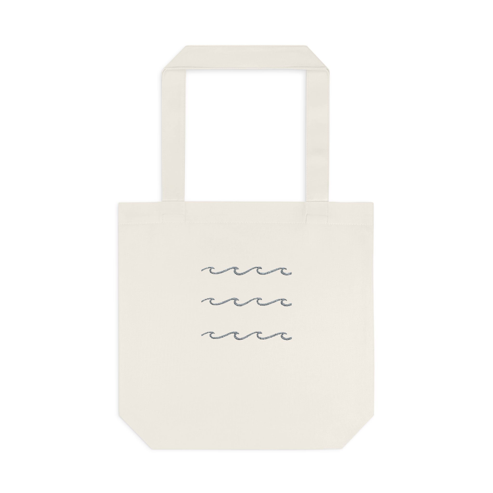 Embroidered Wave Pattern Tote Bag