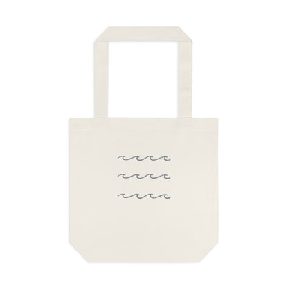 Wave Pattern Tote Bag — Minimalist Beach Cotton Tote