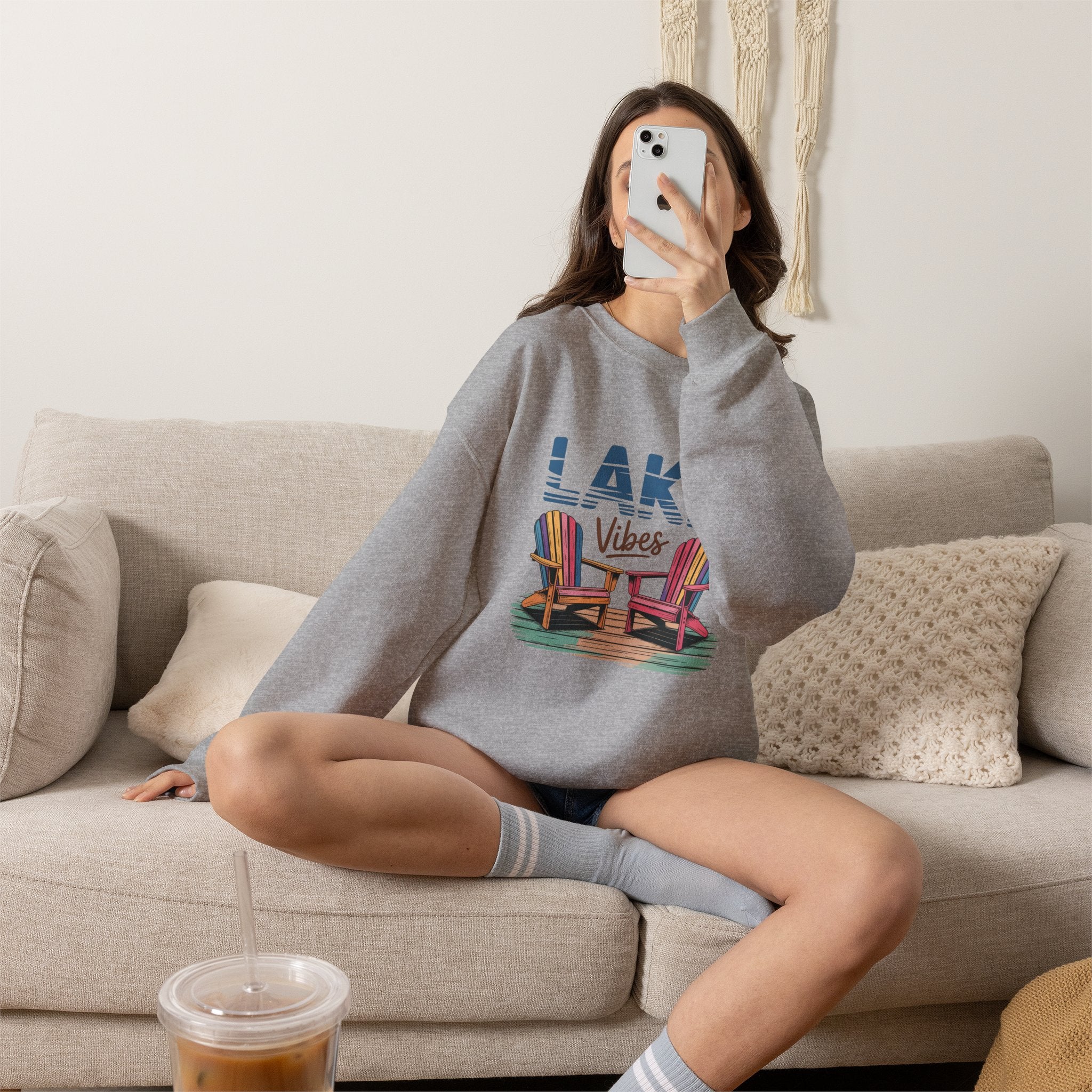 Lake Vibes Adirondack Chairs Crewneck