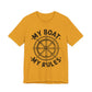 Nautical "My Boat My Rules" Graphic Tee — Captain Wheel Shirt for Boaters