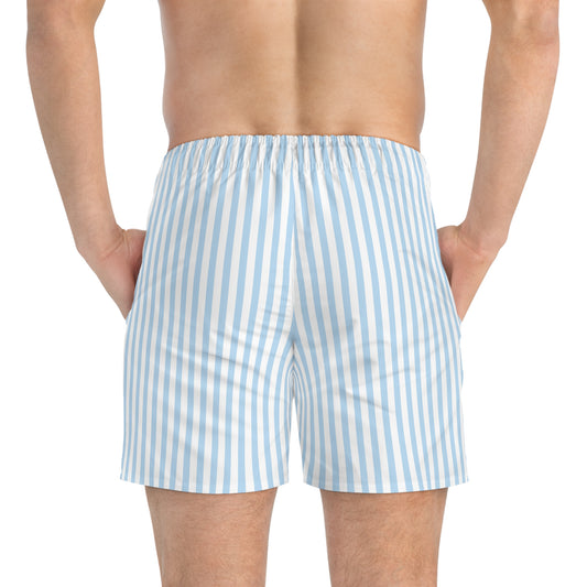 Light Blue Seersucker Stripe Swim Trunks