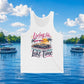 Living On Lake Time Tank Top — Retro Boat Lake Life Graphic Tank