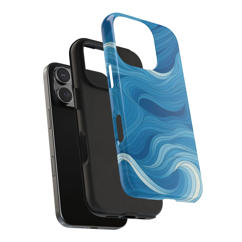 Blue Wave Tough Phone Case: Ocean Abstract Protective Cover