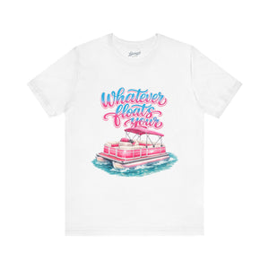 Whatever Floats Your Boat Tee: Pink Pontoon Summer Shirt