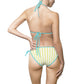 Striped Lemon Yellow Triangle Bikini — Women's Tie-Side Swimwear