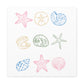 Pastel Coastal Seaside Shells & Starfish Canvas Print