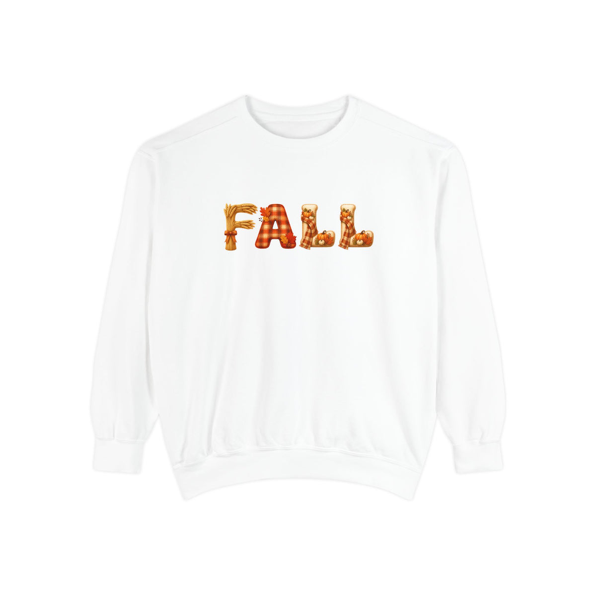 Garment-Dyed FALL Crewneck with Leaf-Strewn Lettering