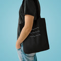 Embroidered Wave Pattern Tote Bag