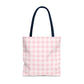 Pastel Pink Gingham Checkered Canvas Everyday Tote