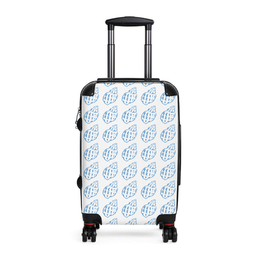 Light Blue Seashell Pattern Suitcase - Beach Travel Carry-On