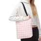 Pastel Pink Gingham Checkered Canvas Everyday Tote