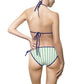 Striped Mint Triangle Bikini — Women's Tie-Side Two-Piece Swimsuit