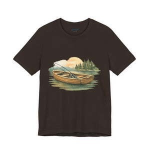 Fishing on Lake T-Shirt: Vintage Sunset Tee for Outdoors Lovers