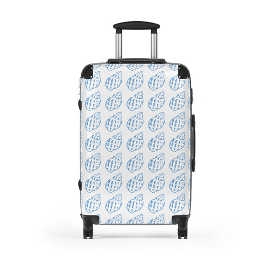 Light Blue Seashell Pattern Suitcase - Beach Travel Carry-On