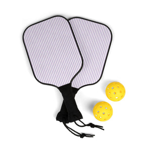 Pastel Stripe Pickleball Paddle Set with Balls & Bag