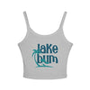 Lake Bum Tank Top – Women's Crop Spaghetti Strap, Palm & Cabin - Athletic Heather