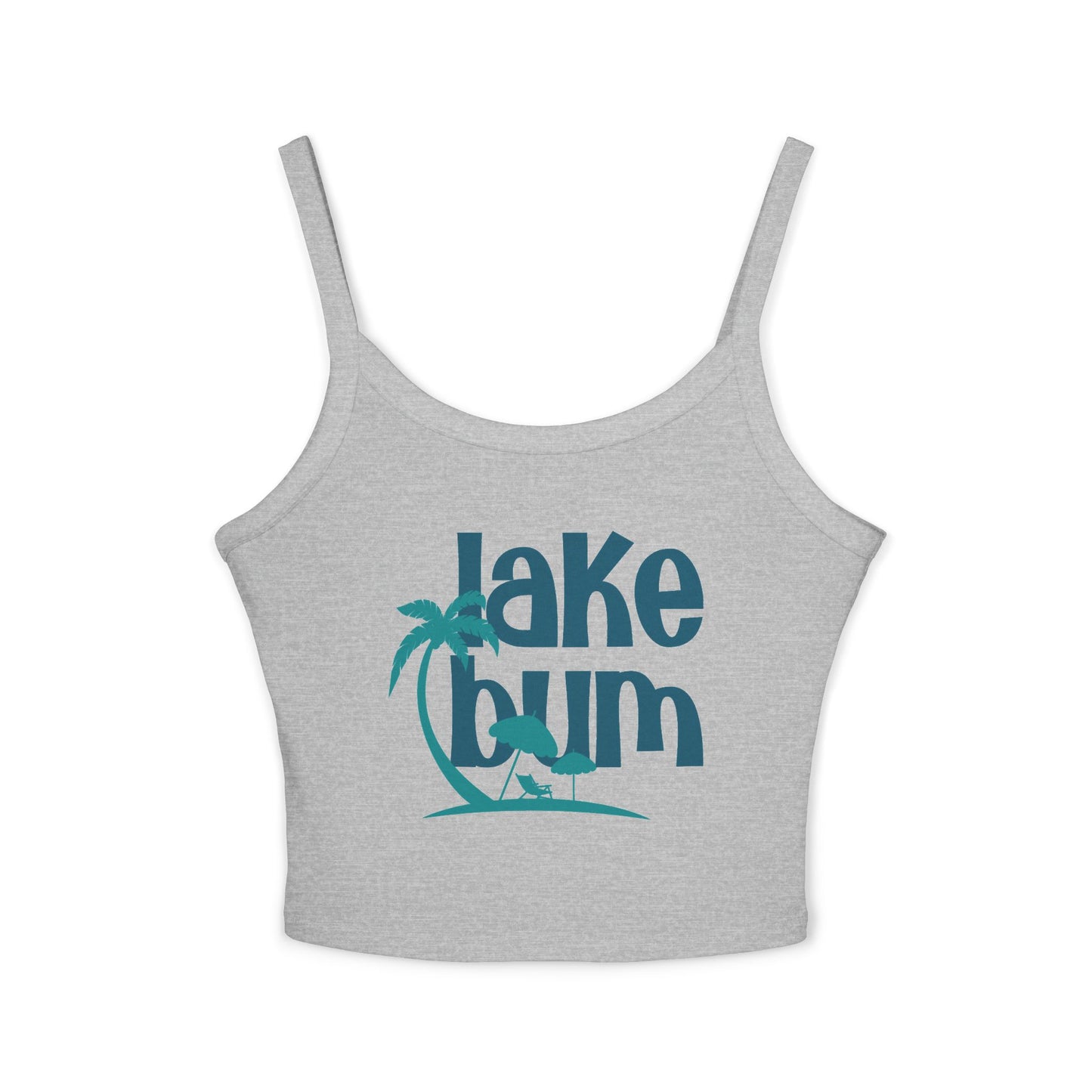 Lake Bum Tank Top - Women's Crop Spaghetti Strap, Palm & Cabin