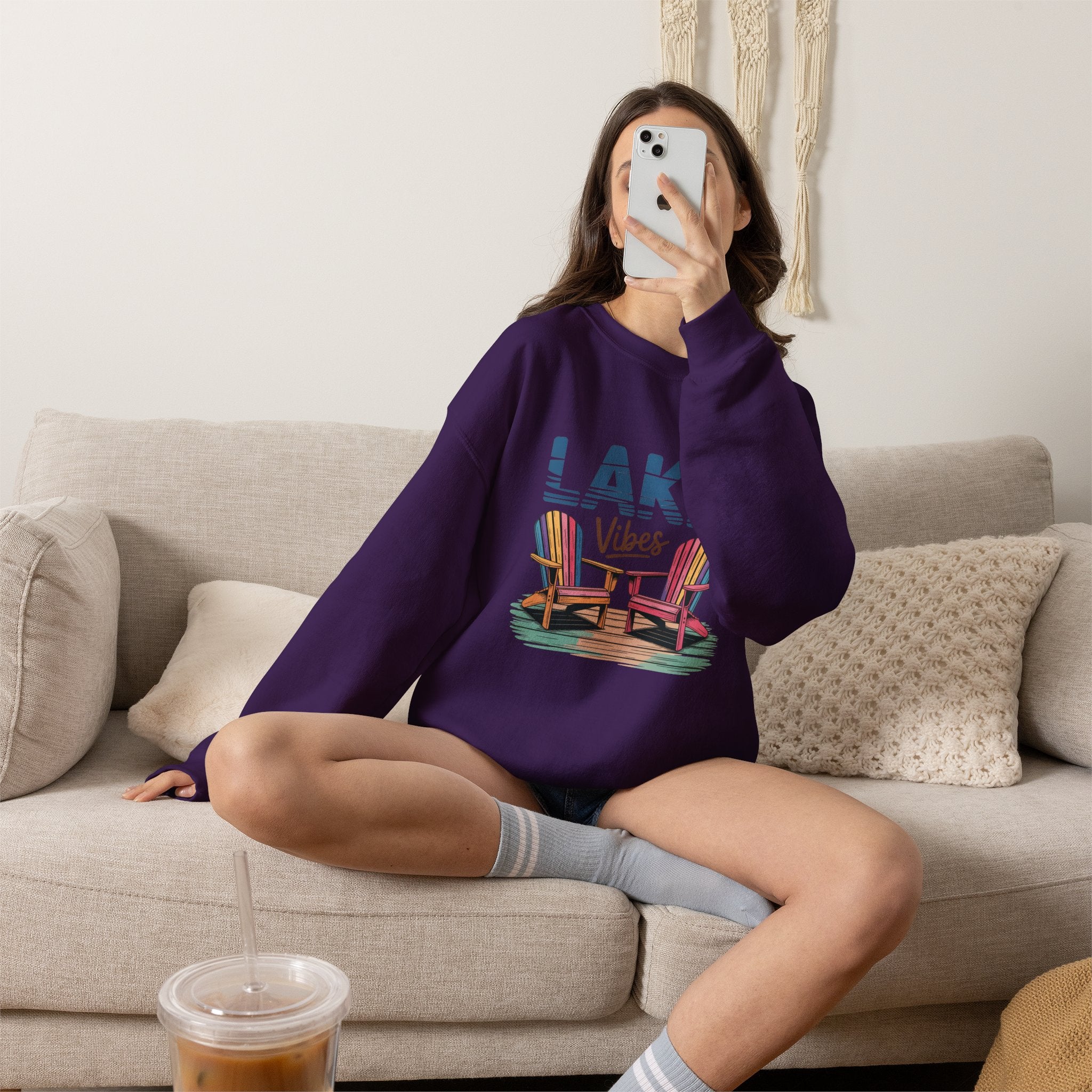 Lake Vibes Adirondack Chairs Crewneck