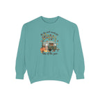 Fall Camper Crewneck with Autumn Cabin Illustration