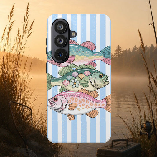Tough Phone Case — Pastel Fishing Fish Pattern (Striped)