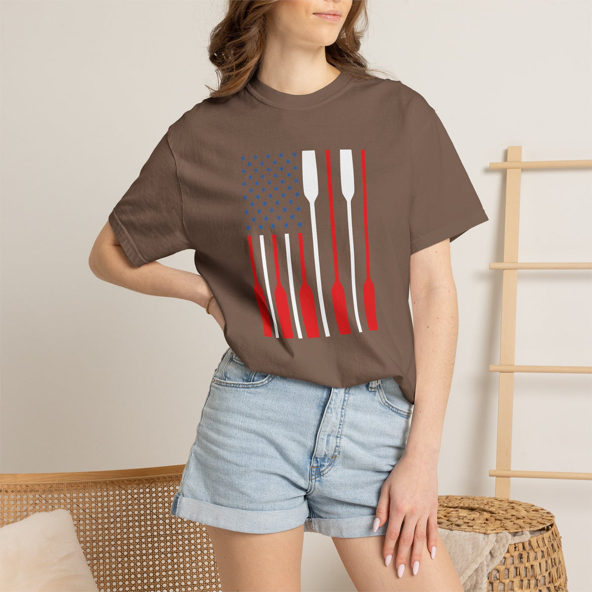 Rowing Oars American Flag T-Shirt