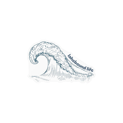 Vinyl Decal — Hand-Drawn Wave "lakebound life" Sticker
