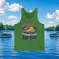 Living On Lake Time Tank Top — Retro Boat Lake Life Graphic Tank