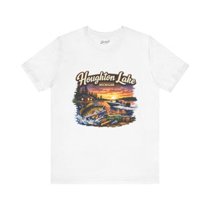 Houghton Lake Michigan Fishing Sunset Tee
