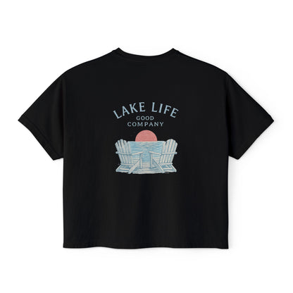 Lake Life Boxy Tee — "Lake Life, Good Company" Graphic
