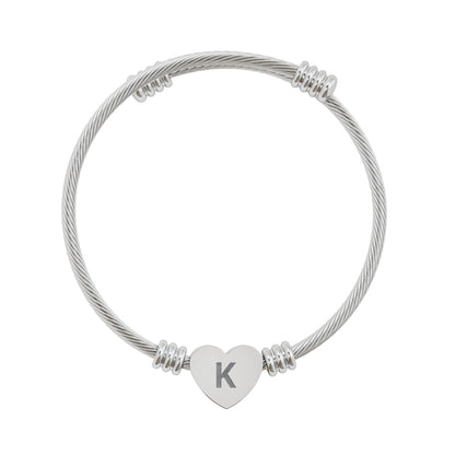 Engravable Heart Cuff Bracelet — Personalized Heart Charm