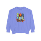 Bonfire Season Pullover with Hand-Drawn Flame Graphic