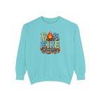 Bonfire Season Pullover with Hand-Drawn Flame Graphic