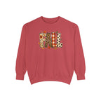 Fall Leopard Plaid Sweatshirt with Autumn Leaves Graphic