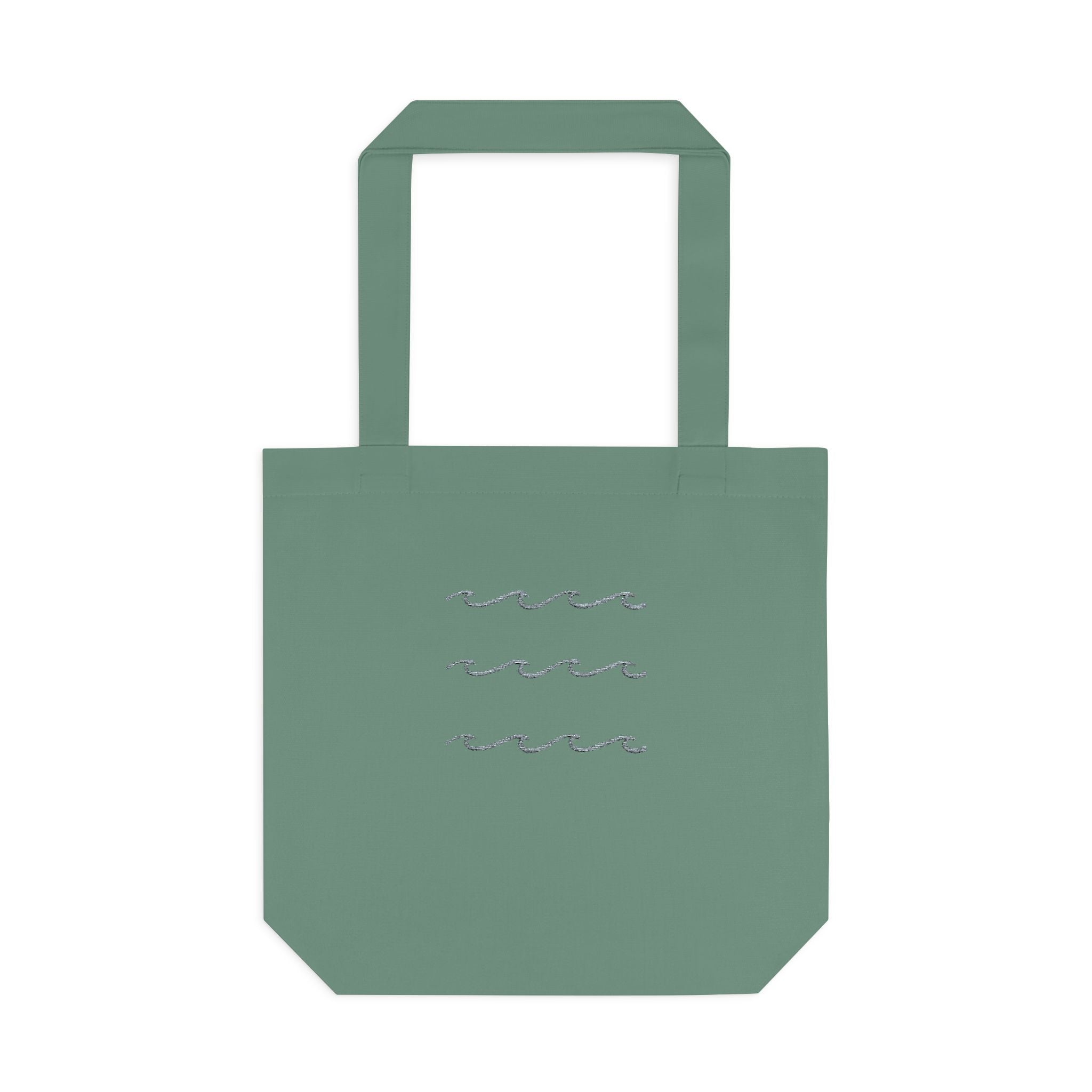 Embroidered Wave Pattern Tote Bag