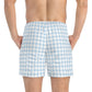 Light Blue Gingham Swim Trunks — Classic Checkered Beach Shorts