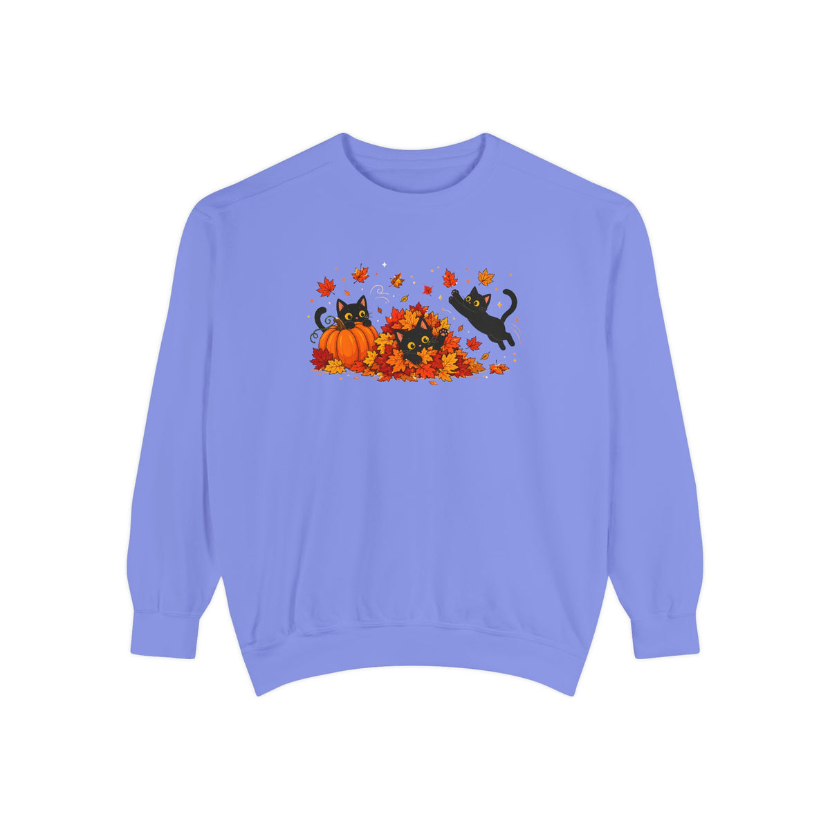 Black Cat & Pumpkin Patch Crewneck for Autumn Porch Nights