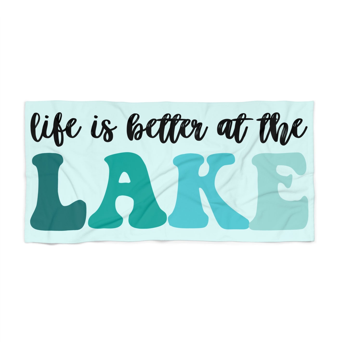 Beach Towel — "Life Is Better at the Lake" Retro Aqua Lake Vibes