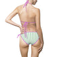 Striped Mint Triangle Bikini — Women's Tie-Side Two-Piece Swimsuit