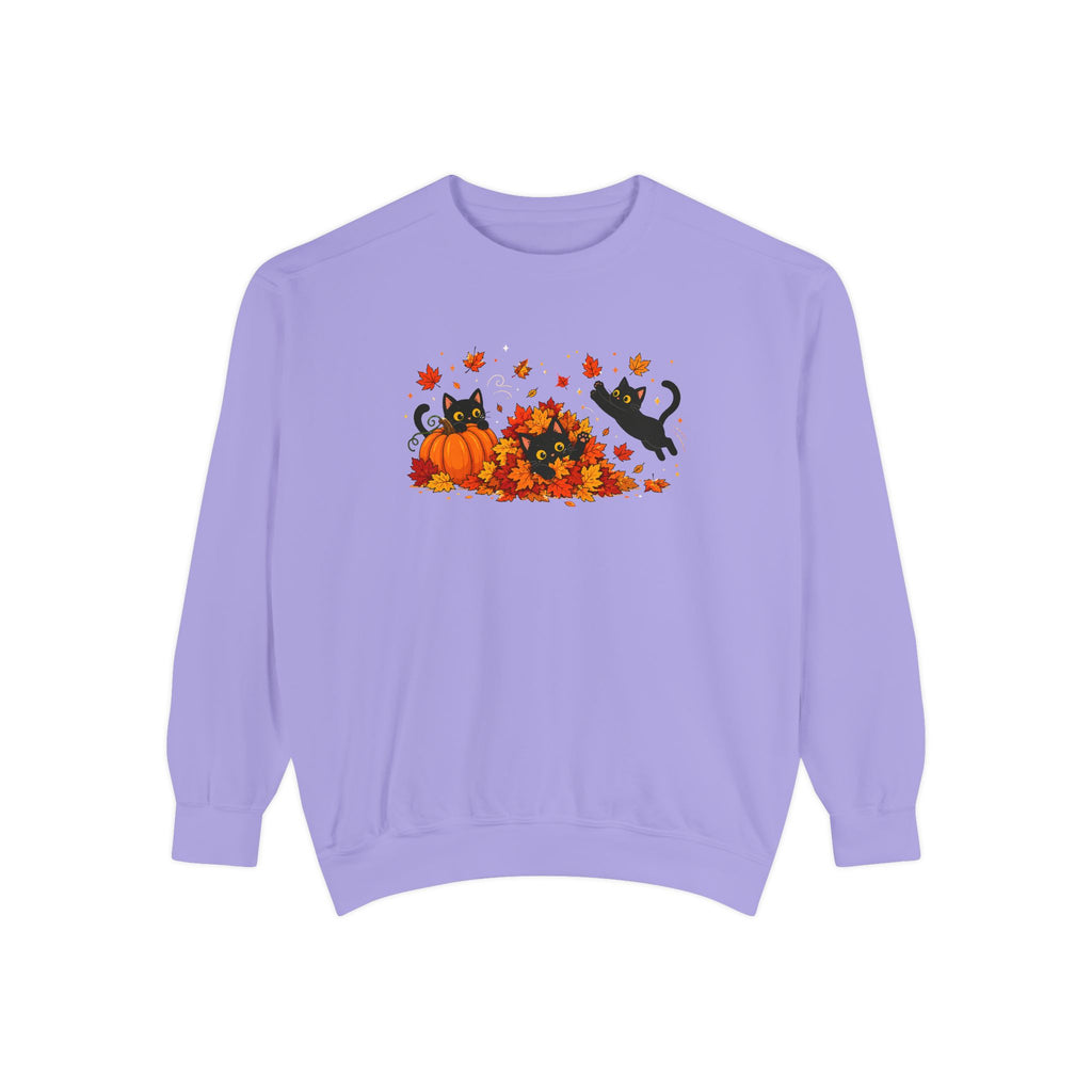 Black Cat & Pumpkin Patch Crewneck for Autumn Porch Nights