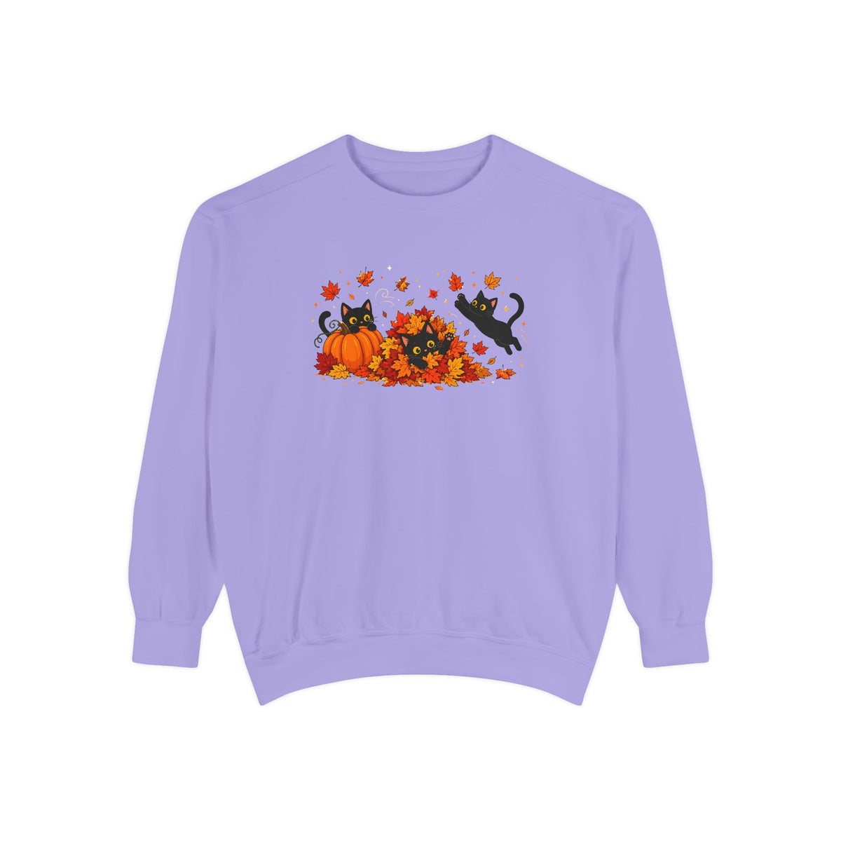 Black Cat & Pumpkin Patch Crewneck for Autumn Porch Nights