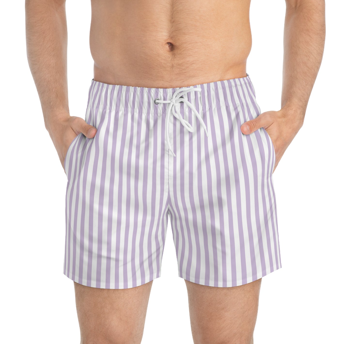 Purple Vertical Stripe Swim Trunks