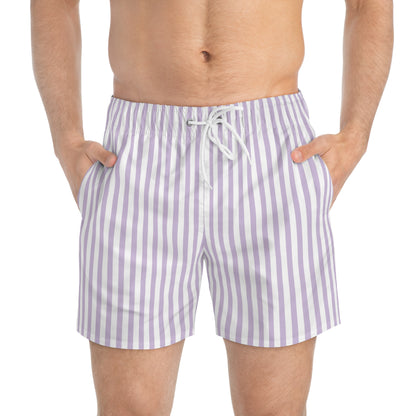 Purple Vertical Stripe Swim Trunks