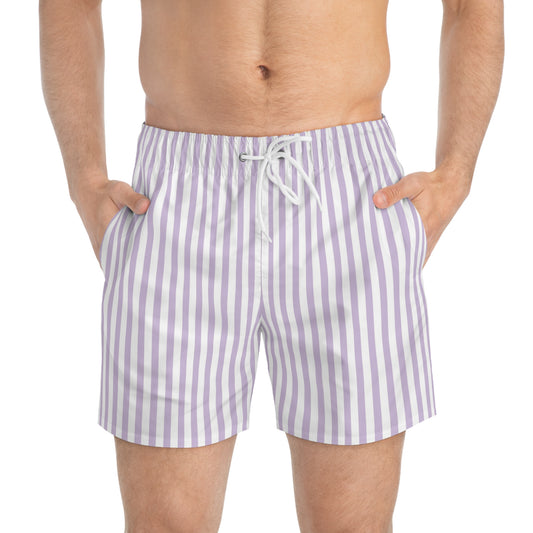 Purple Vertical Stripe Swim Trunks