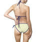 Striped Lemon Yellow Triangle Bikini — Women's Tie-Side Swimwear