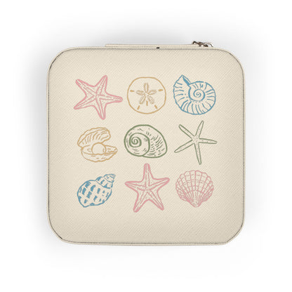 Compact Coastal Sea Shells Jewelry Travel Organizer
